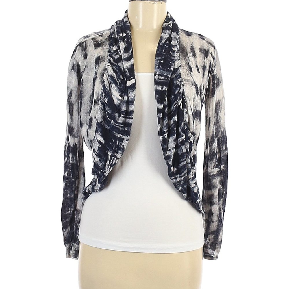 NIC+Zoe draped open front linen blend cardigan